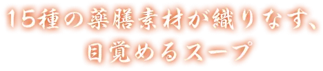 15種の薬膳素材が織りなす、目覚めるスープ
